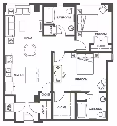 Two Bedroom Two Bath B12 406 floor plan
